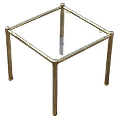 Piccolo Tavolino Quadrato in Ottone finto Bambù Italia 1970 Piccolo Tavolino Quadrato in Ottone finto Bambù Italia 1970