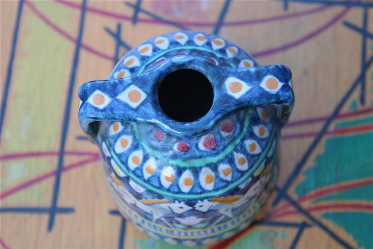 small vase in Blue with Horses Avallone Vietri Mid-century Italian design In Good Condition For Sale In Palermo, Sicily