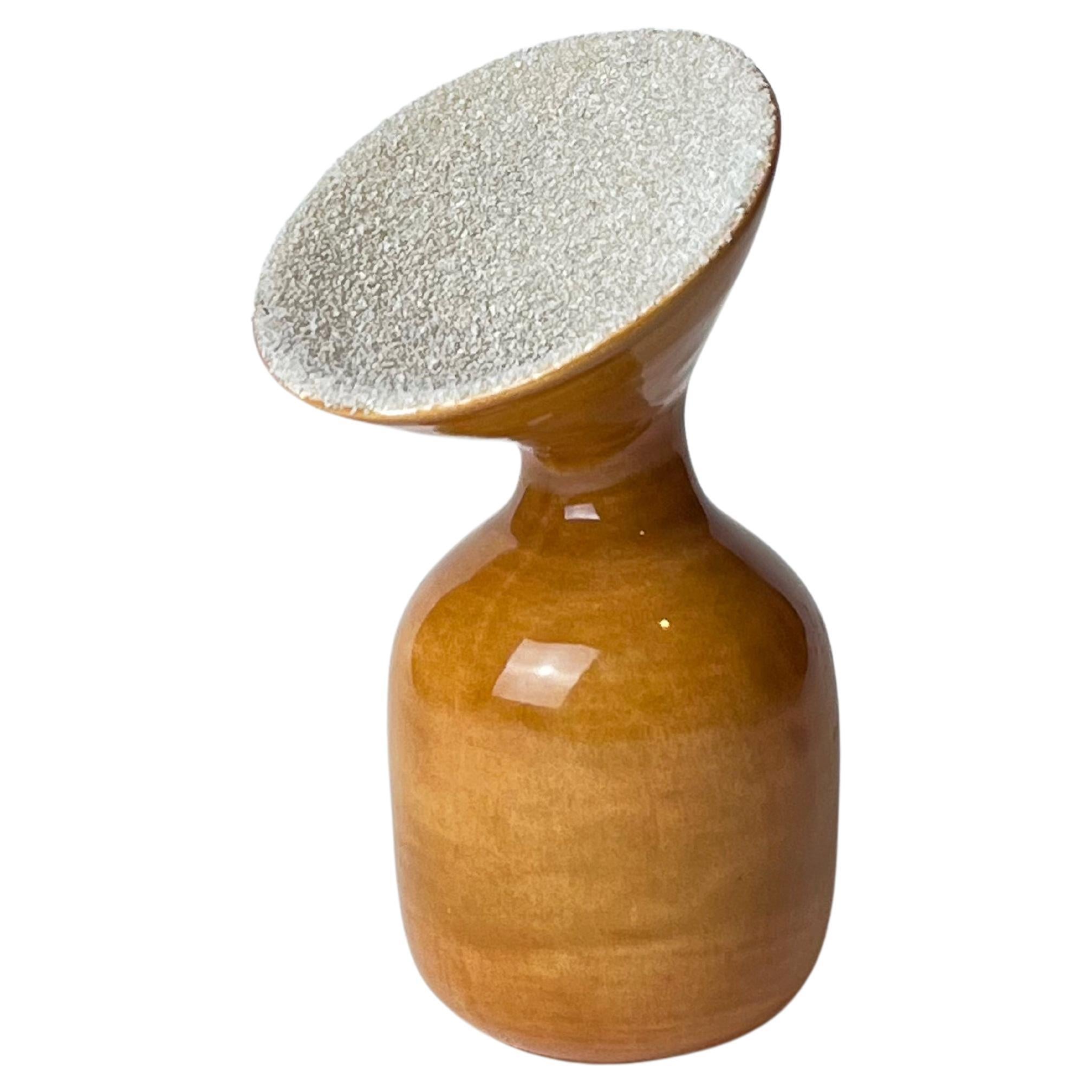 Piccolo vaso in ceramica smaltata con doppia finitura For Sale