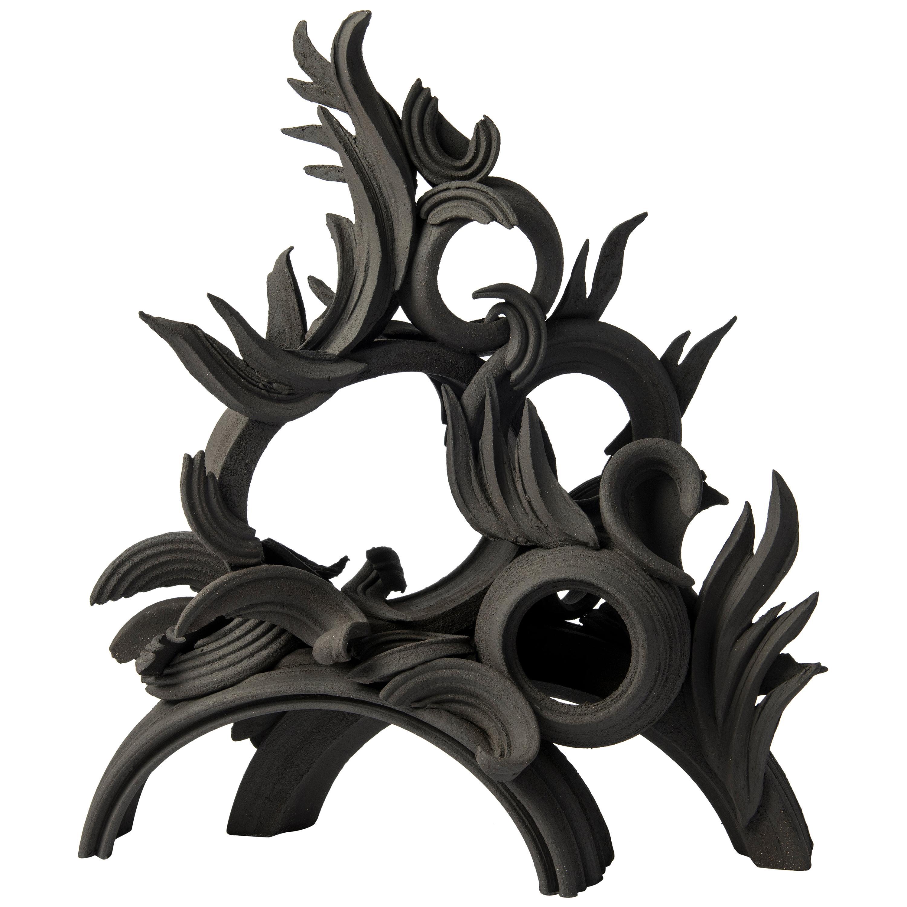 Piceous iii, a Unique Black Ceramic Sculpture by Jo Taylor