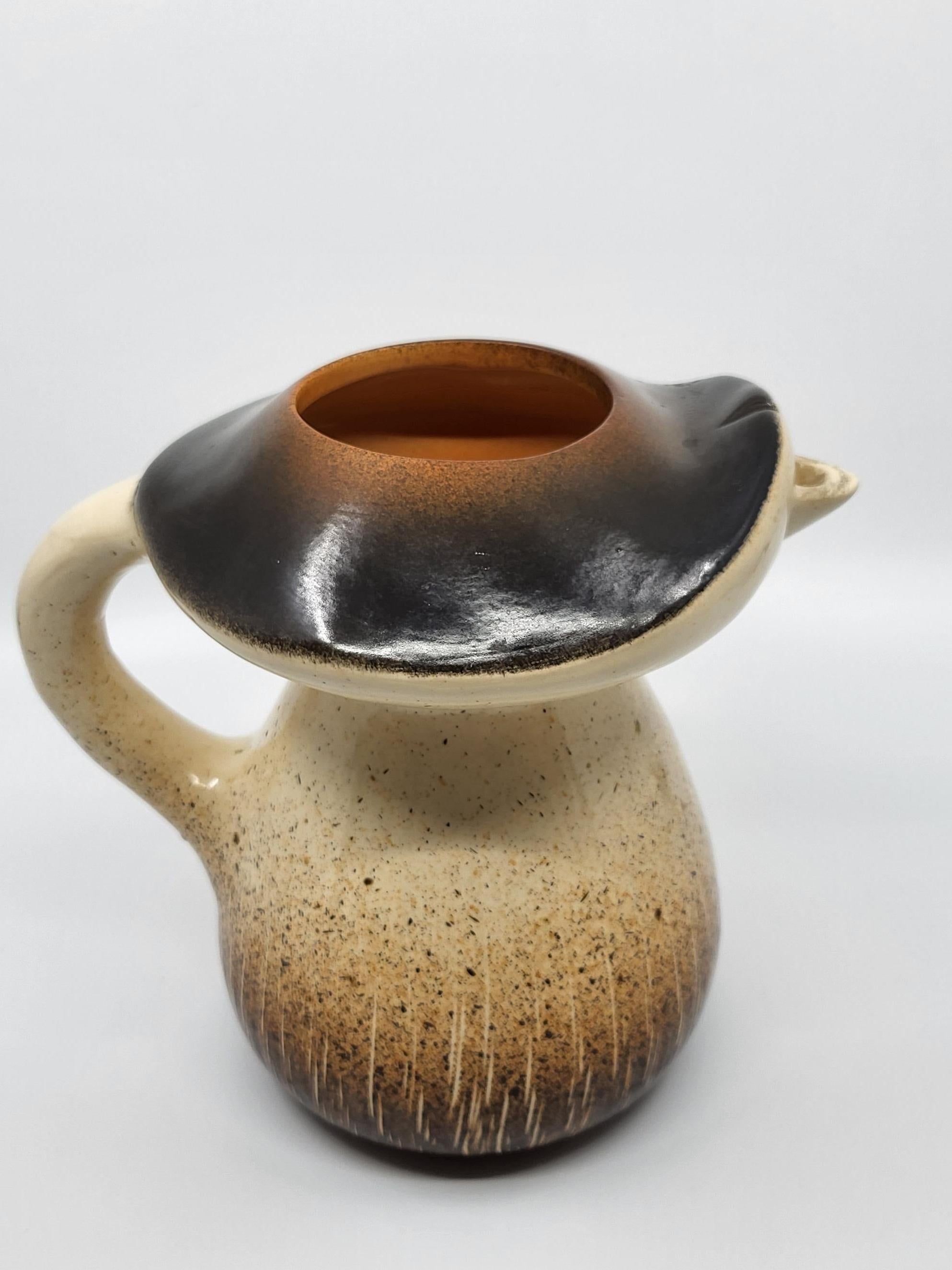 Pichet champignon de Bruno Dose en céramique Française 1960 Vintage (Französisch) im Angebot