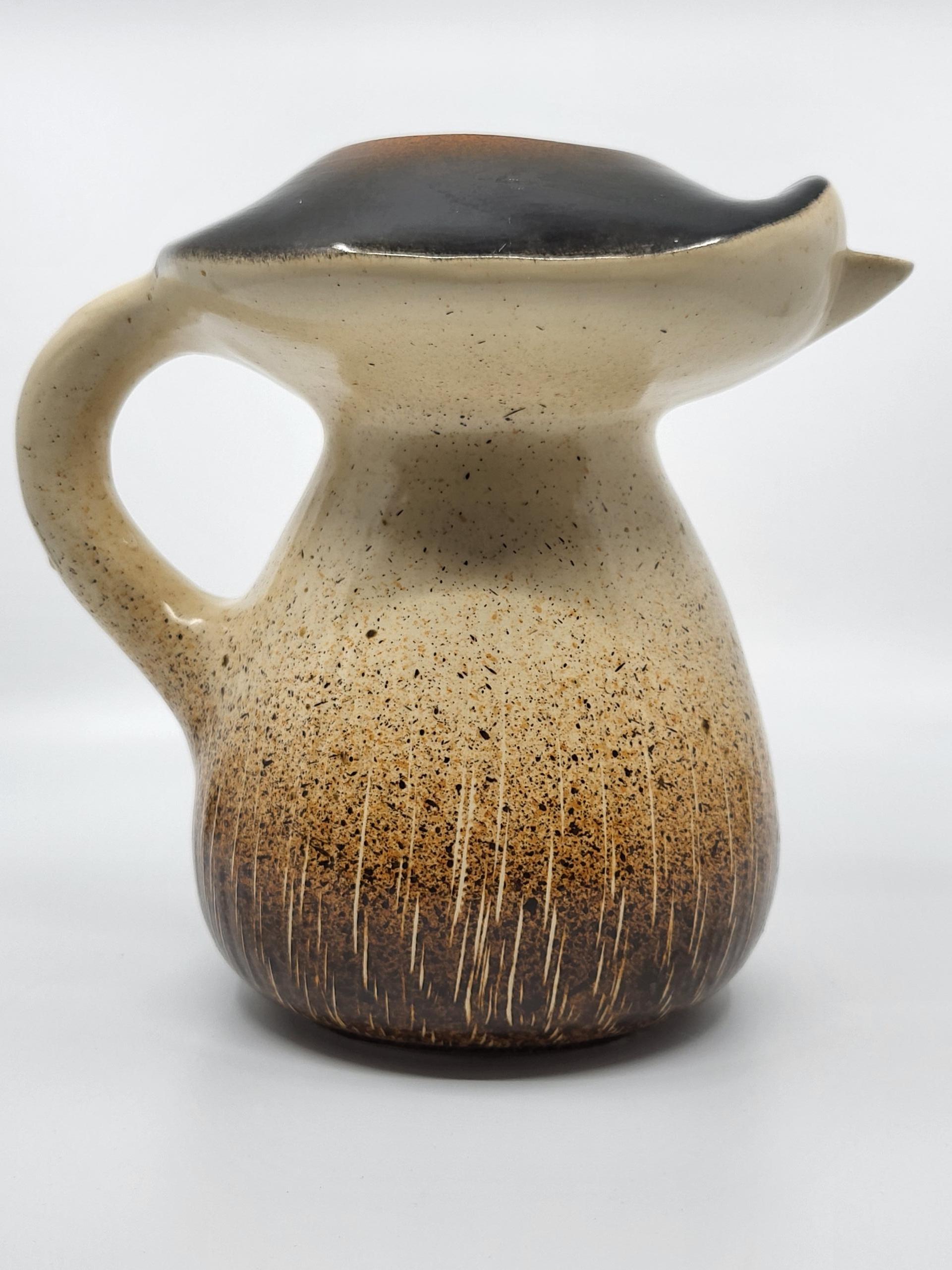 Pichet champignon de Bruno Dose en céramique Française 1960 Vintage (Emailliert) im Angebot