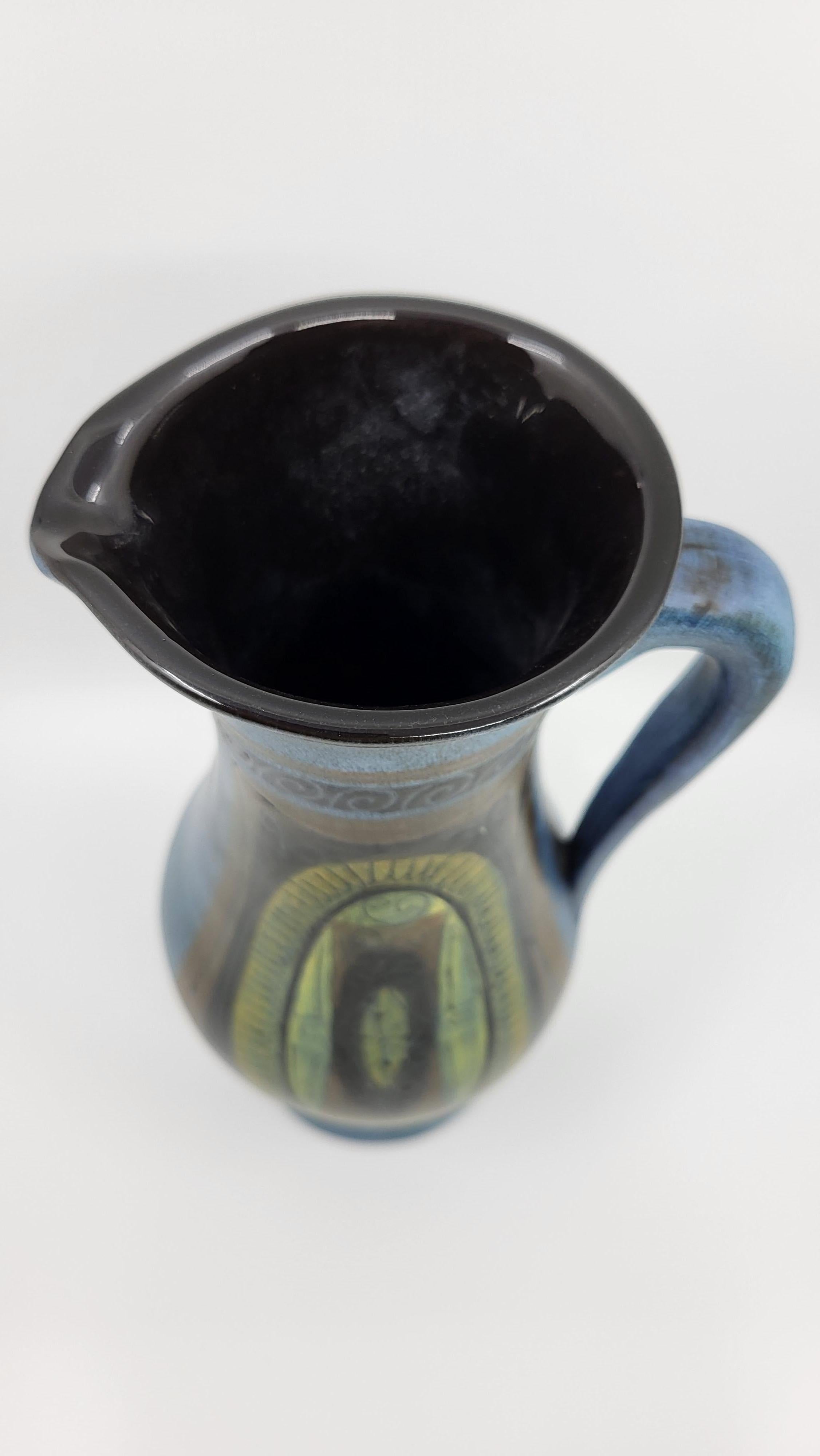 Pichet Jean De Lespinasse céramique bleu  Costa Azul Francesa  1950 Vintage en venta 3