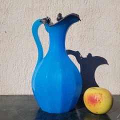 Pichet en pate de verre bleue, milieu XIXème siècle