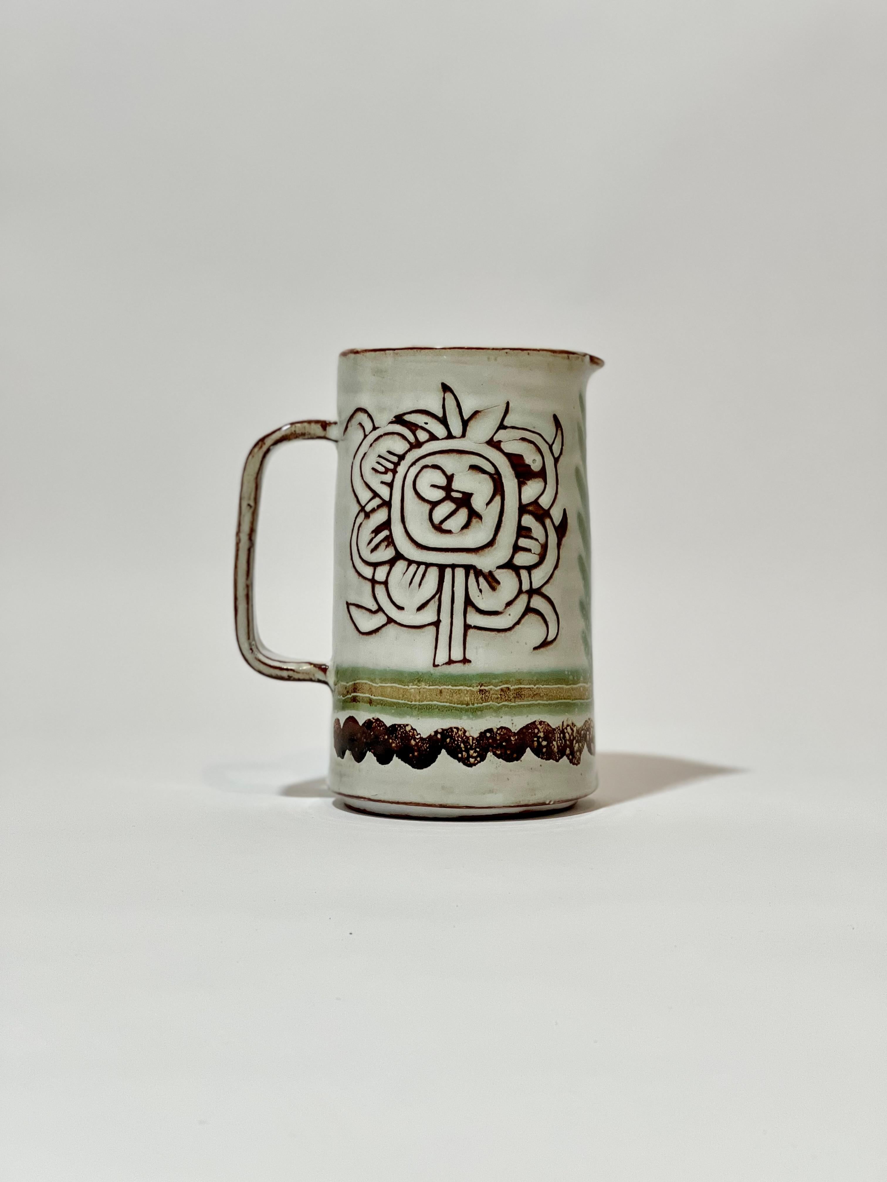 Dipinto a mano Pichet ou vase Michel Barbier en céramique, Francia, anno 1970 in vendita