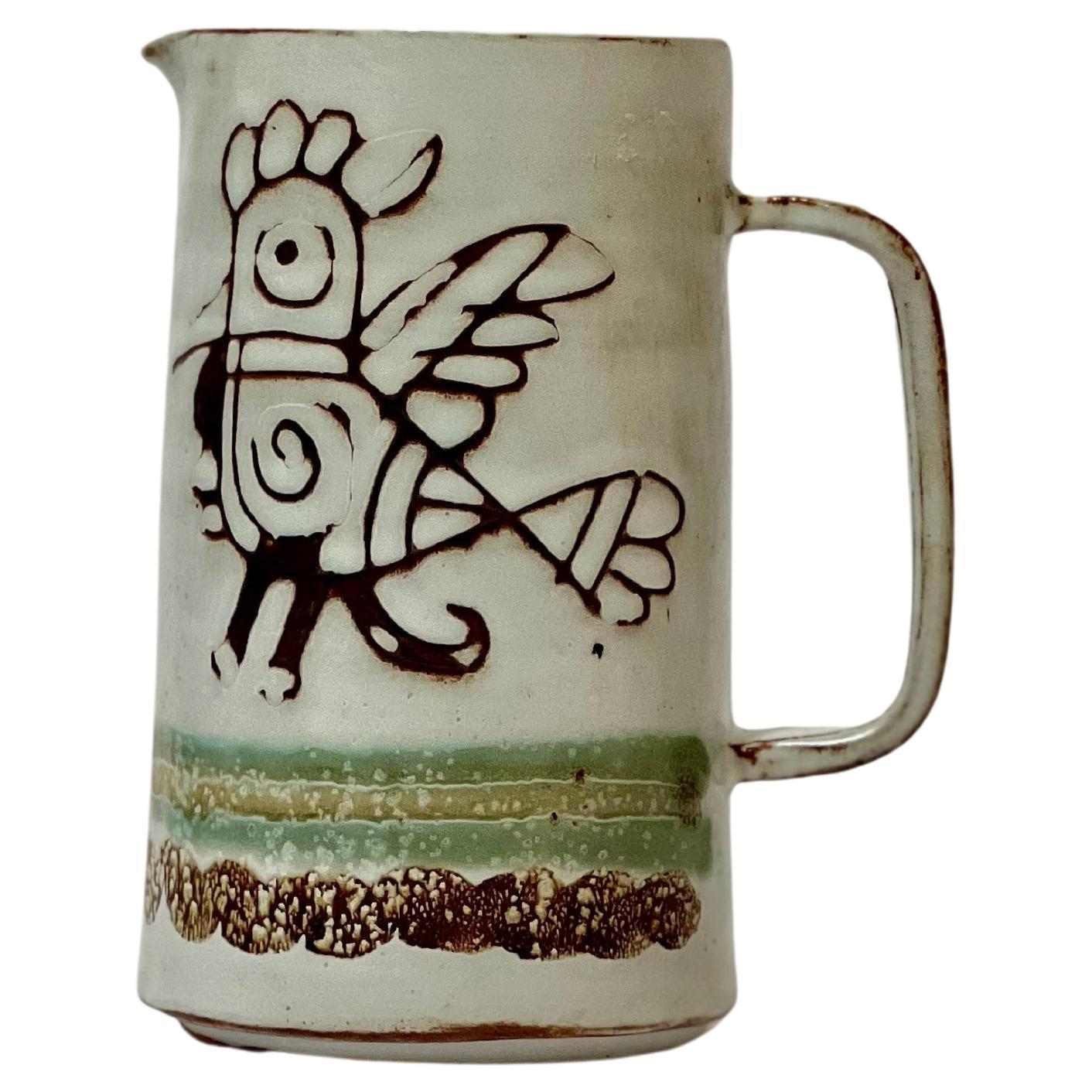 Pichet ou vase Michel Barbier en céramique, France, année 1970