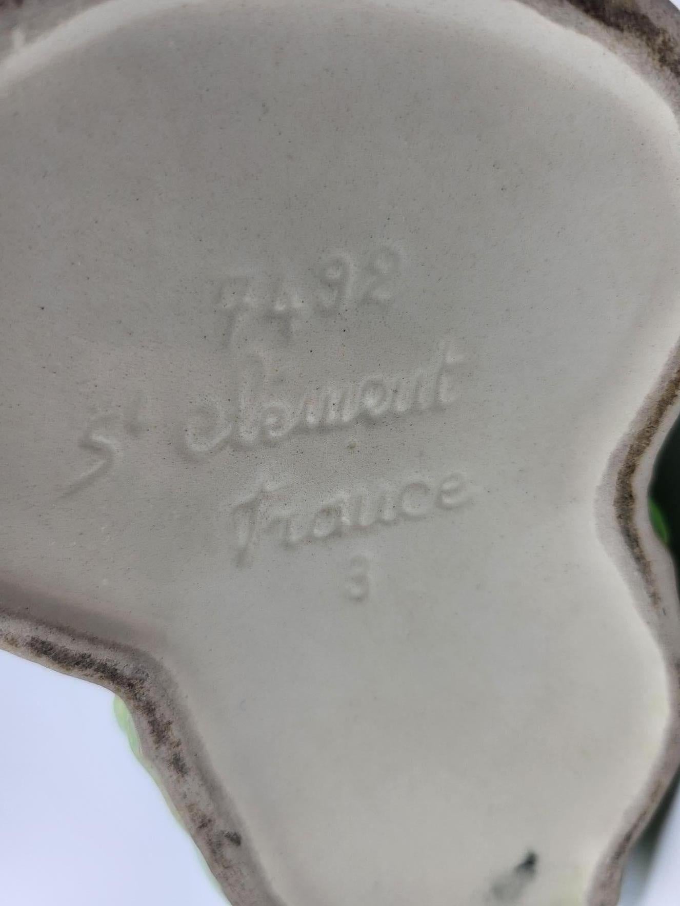 Pichet Saint Clément canard en majolique Française, design Art Nouveau 19ième 3