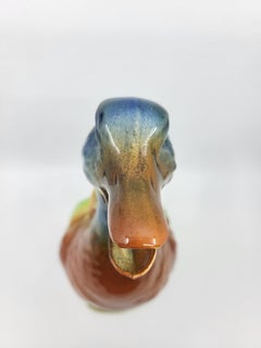 Pichet Saint Clément canard en majolique Française, design Art Nouveau 19ième