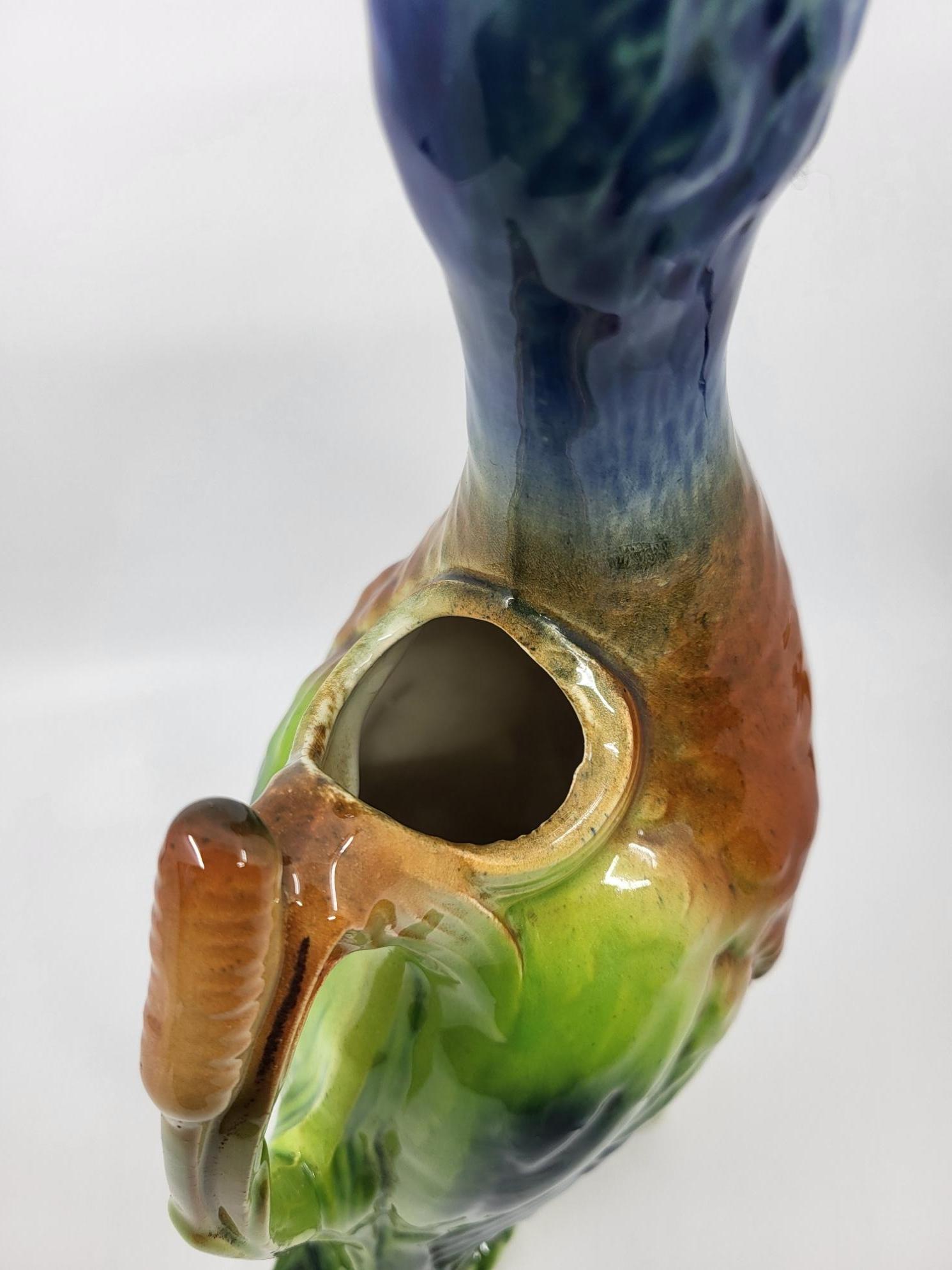 Ceramica Pichet Saint Clément canard en majolique Française, design Art Nouveau 19ième in vendita