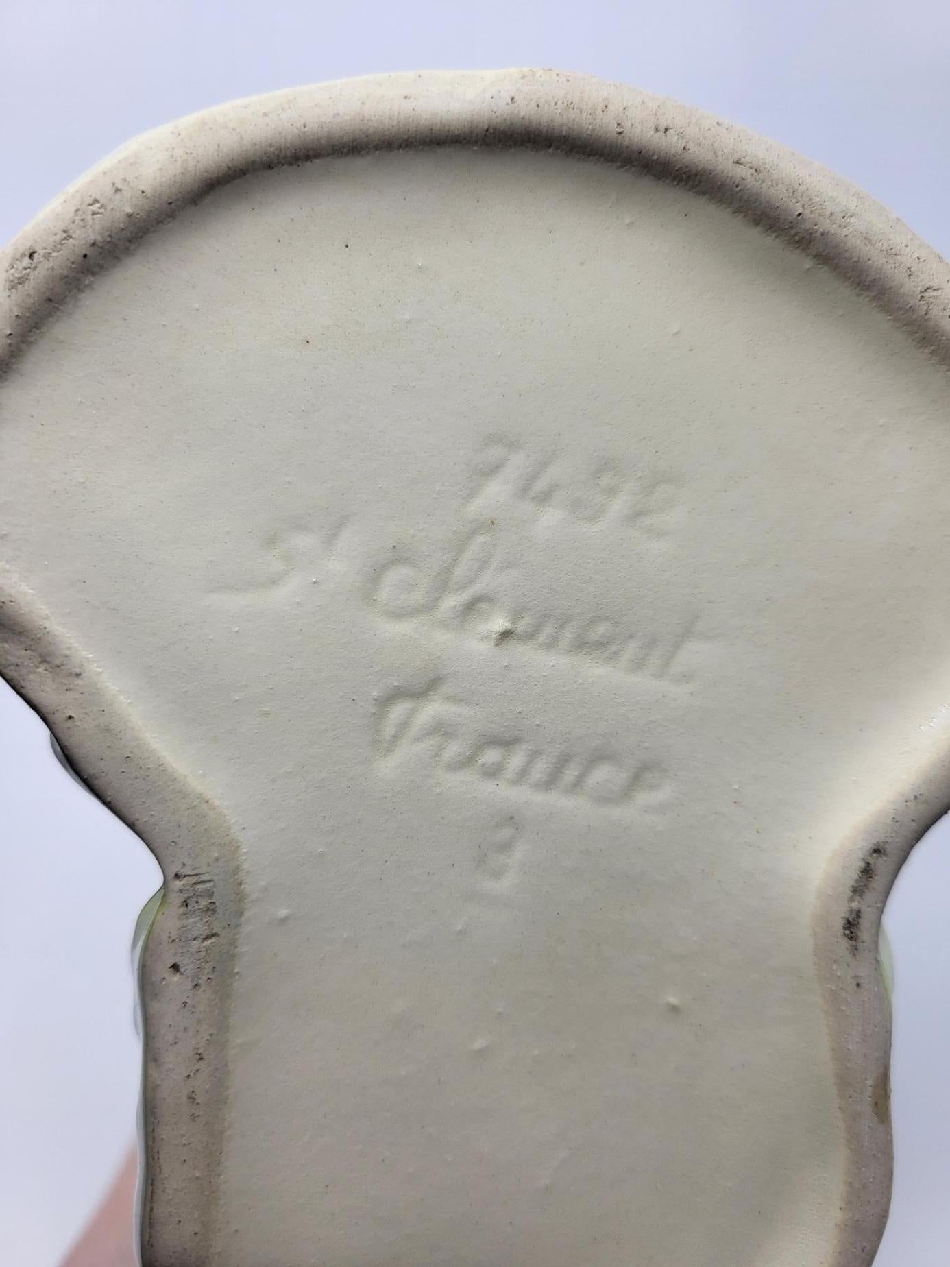 Pichet Saint Clément canard en majolique Française, design Art Nouveau 19ième in vendita 1