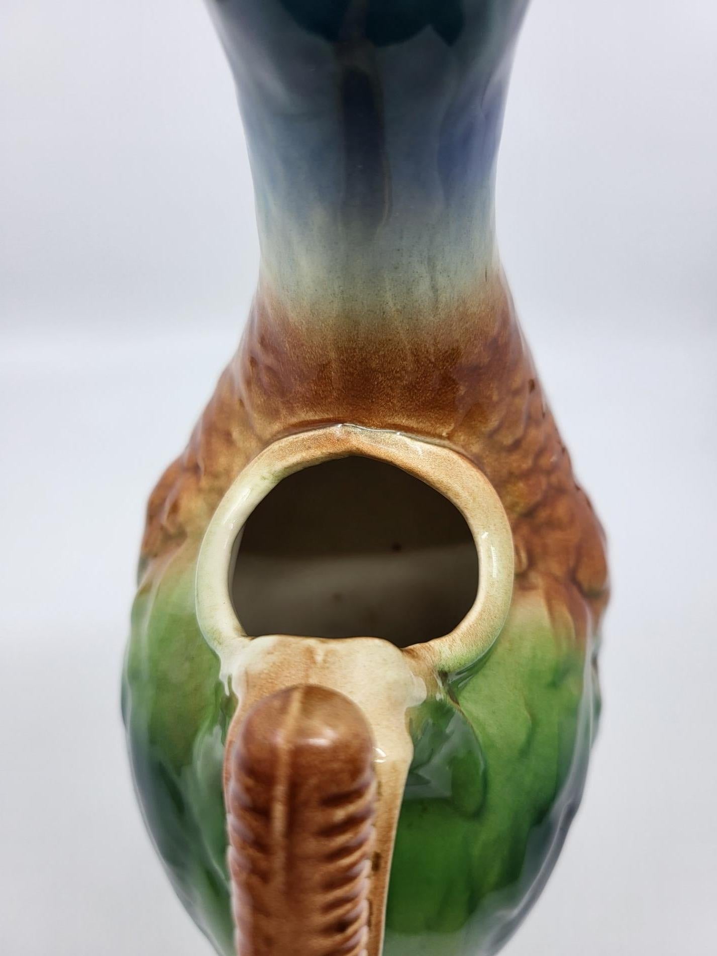 Pichet Saint Clément canard en majolique Française, design Art Nouveau 19ième in vendita 1