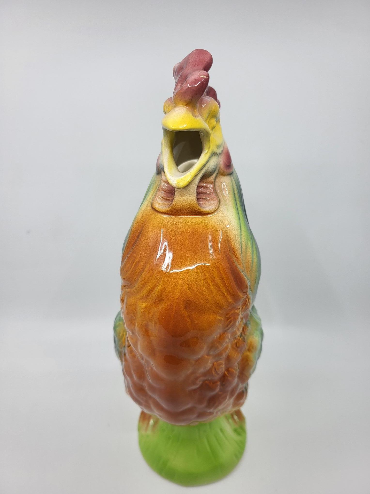 Pichet Saint Clément Coq en majolique Française, design Art Nouveau 19ième In condizioni buone in vendita a London, England