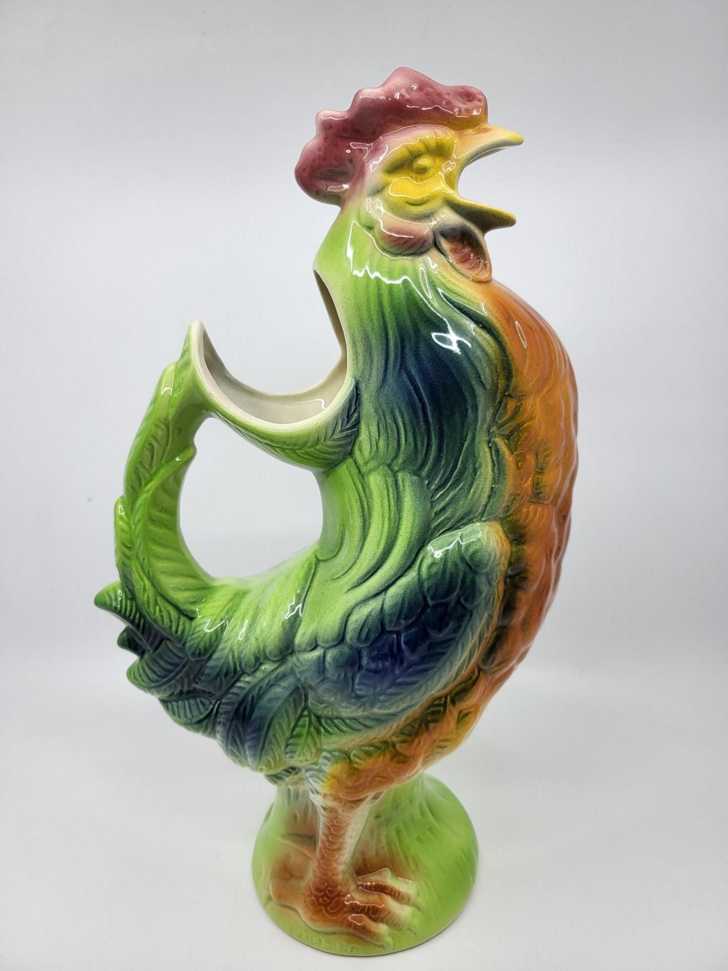 XX secolo Pichet Saint Clément Coq en majolique Française, design Art Nouveau 19ième in vendita