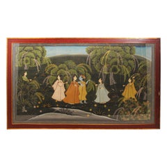 Pittura indù Pichhavai di Radha e Krishna con Gopi femminili