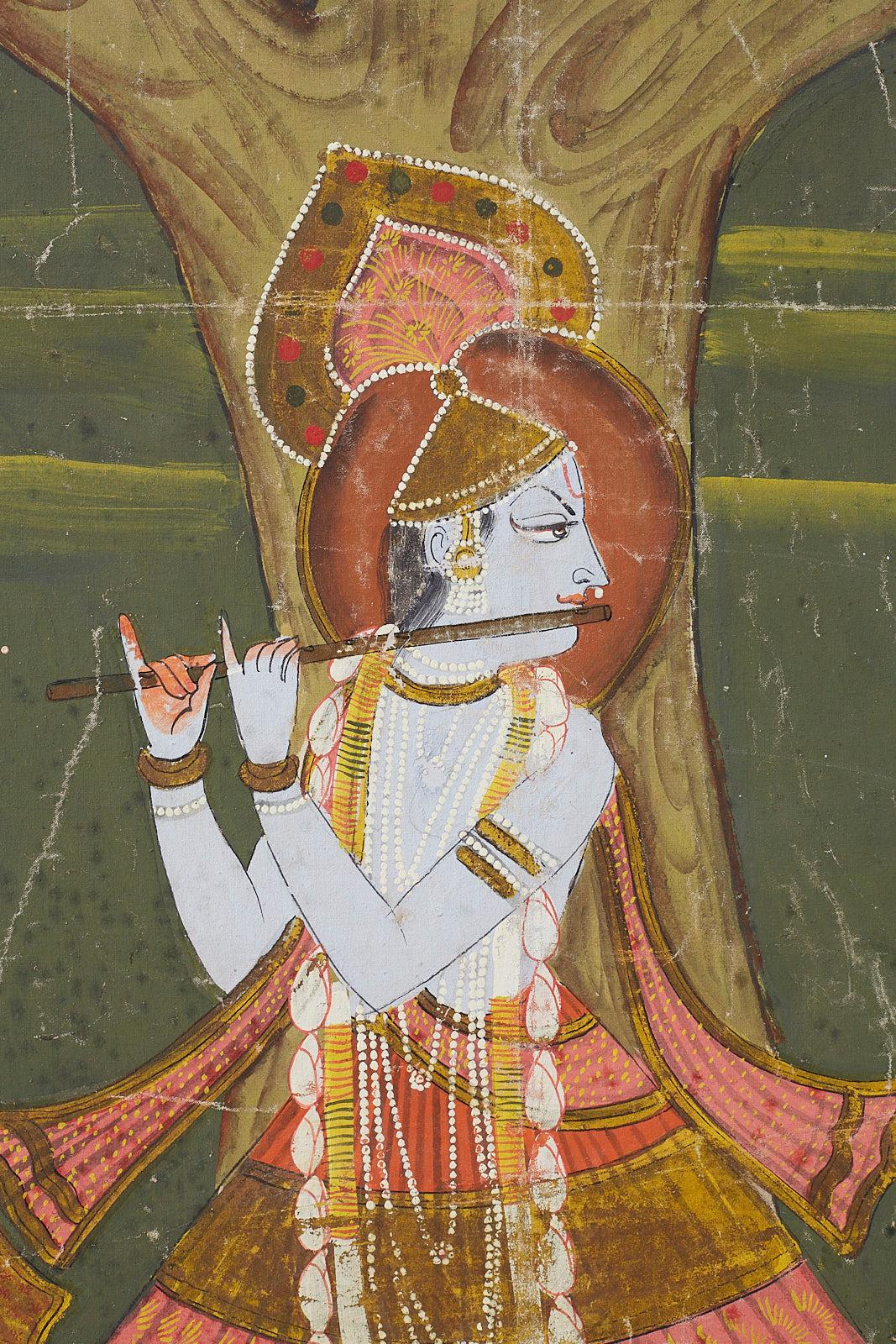 20th Century Pichhwai Hindu Painting of Krishna under Tree of Life
