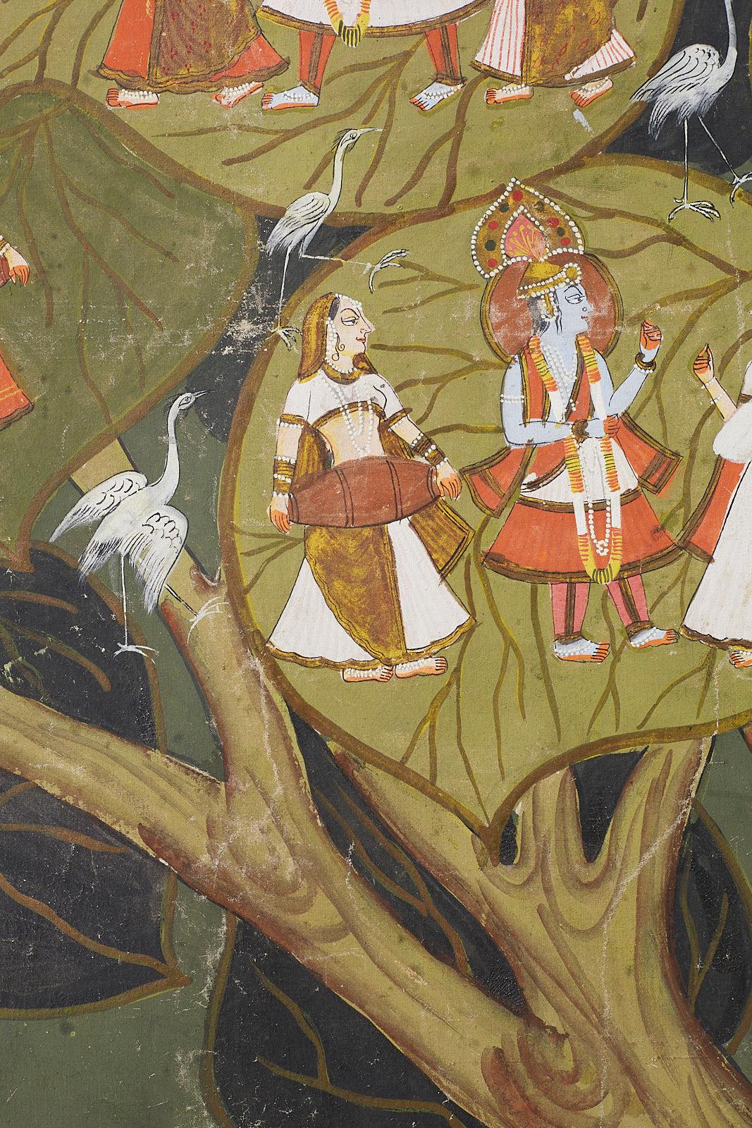 Pichhwai Hindu Painting of Krishna under Tree of Life 5