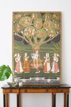 Pichhwai Hindu Painting of Krishna under Tree of Life