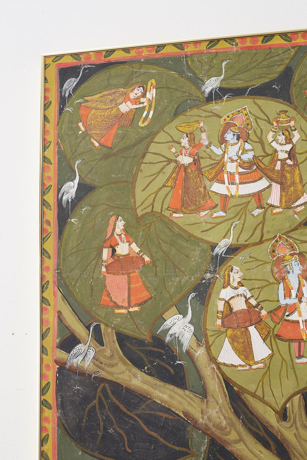 Indian Pichhwai Hindu Painting of Krishna under Tree of Life