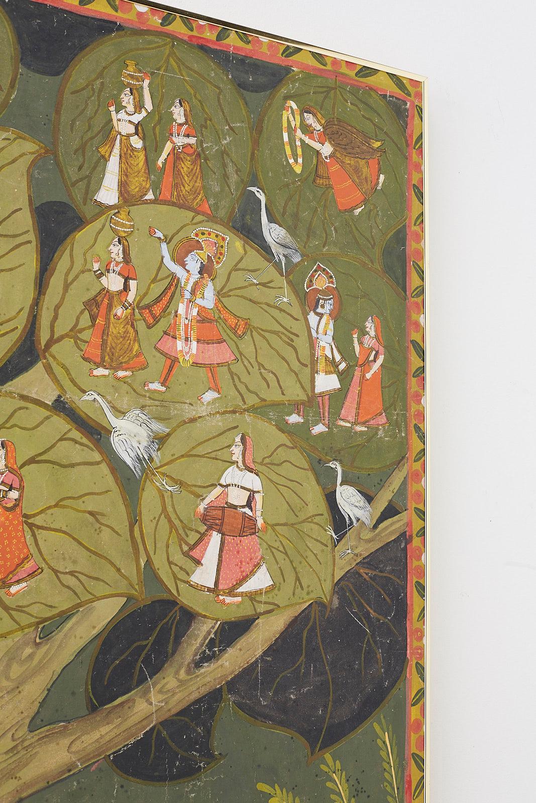 Gilt Pichhwai Hindu Painting of Krishna under Tree of Life