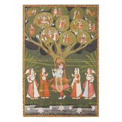 Pichhwai Hindu Painting of Krishna under Tree of Life