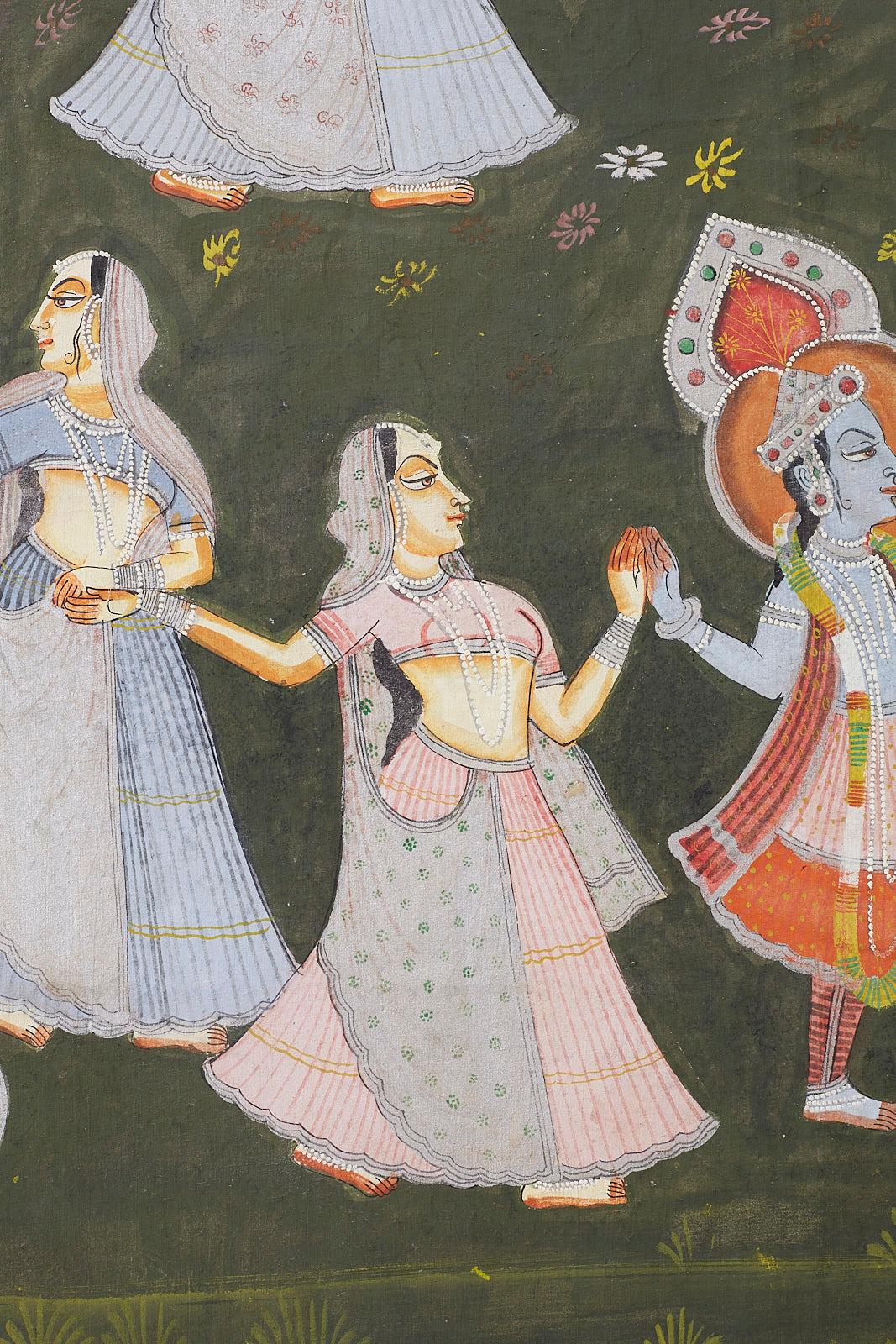 Pichhwai Hindu Painting of Krishna with Dancing Gopis 3