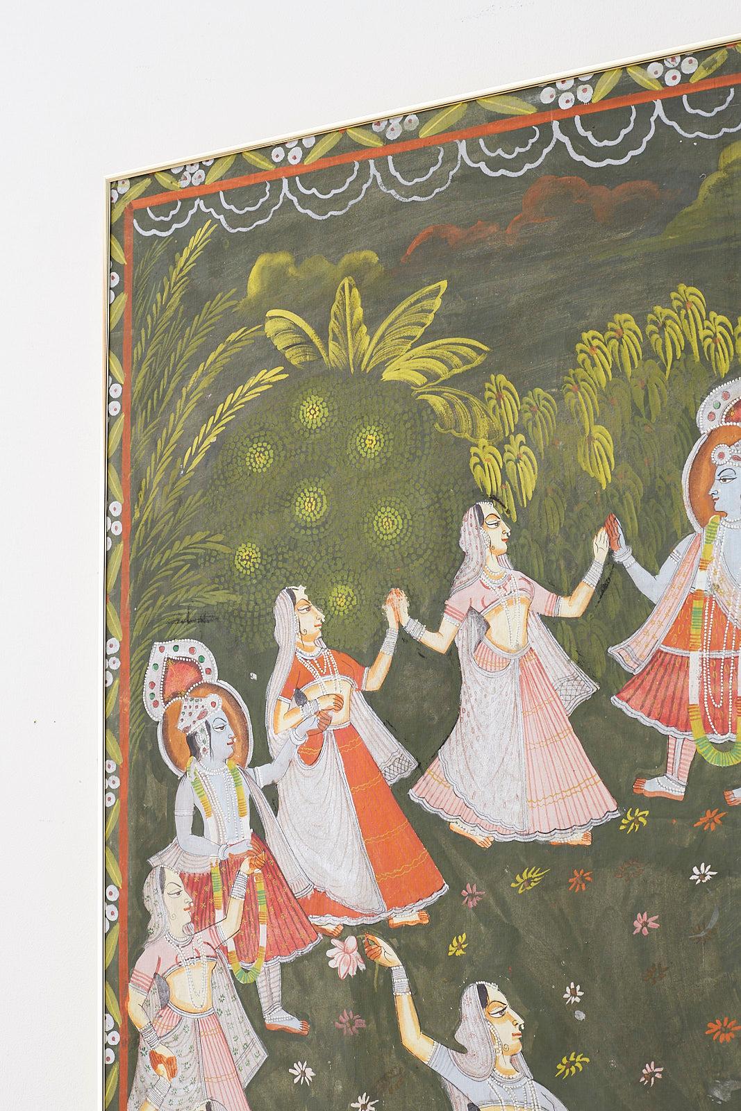 Pichhwai Hindu Painting of Krishna with Dancing Gopis 7