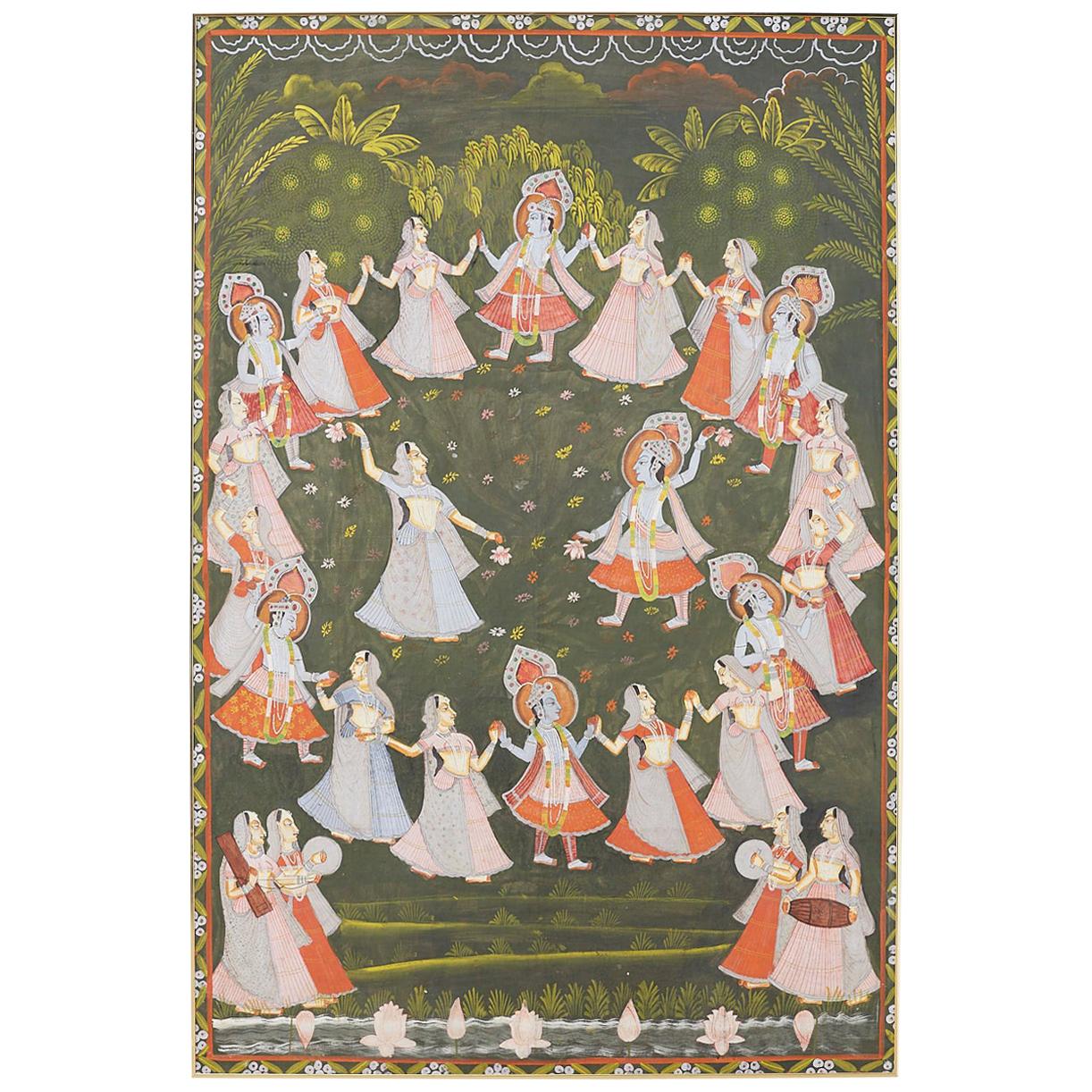 Pichhwai Hindu Painting of Krishna with Dancing Gopis