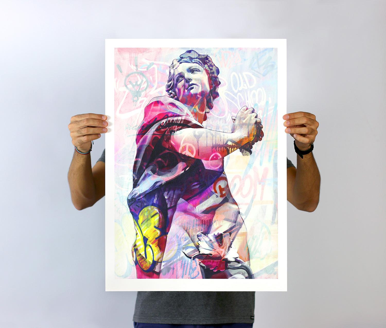 PichiAvo "Young Dionysus Lefkos" Glow in the Dark Silkscreen Print Street Art