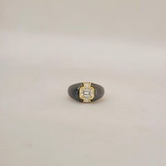 Anillo gitano Pichiotti de diamantes talla esmeralda y hematites de 1,19 quilates