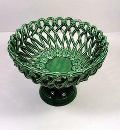Pichon French Green Glazed Terracotta Ceramic Table Centerpiece, 1950