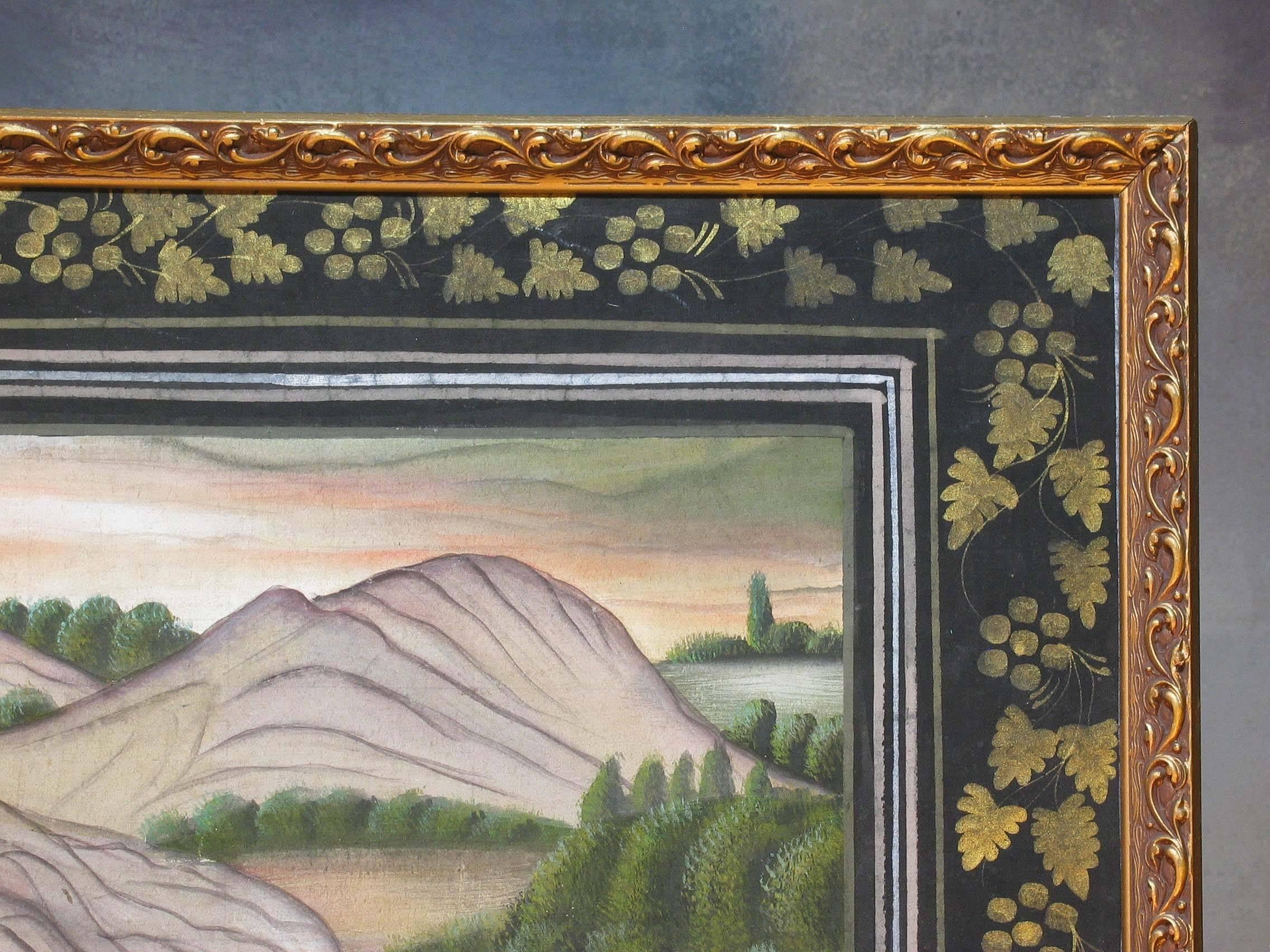 Indien Peinture de Pichwai dans un cadre décoré et enfin détaillé