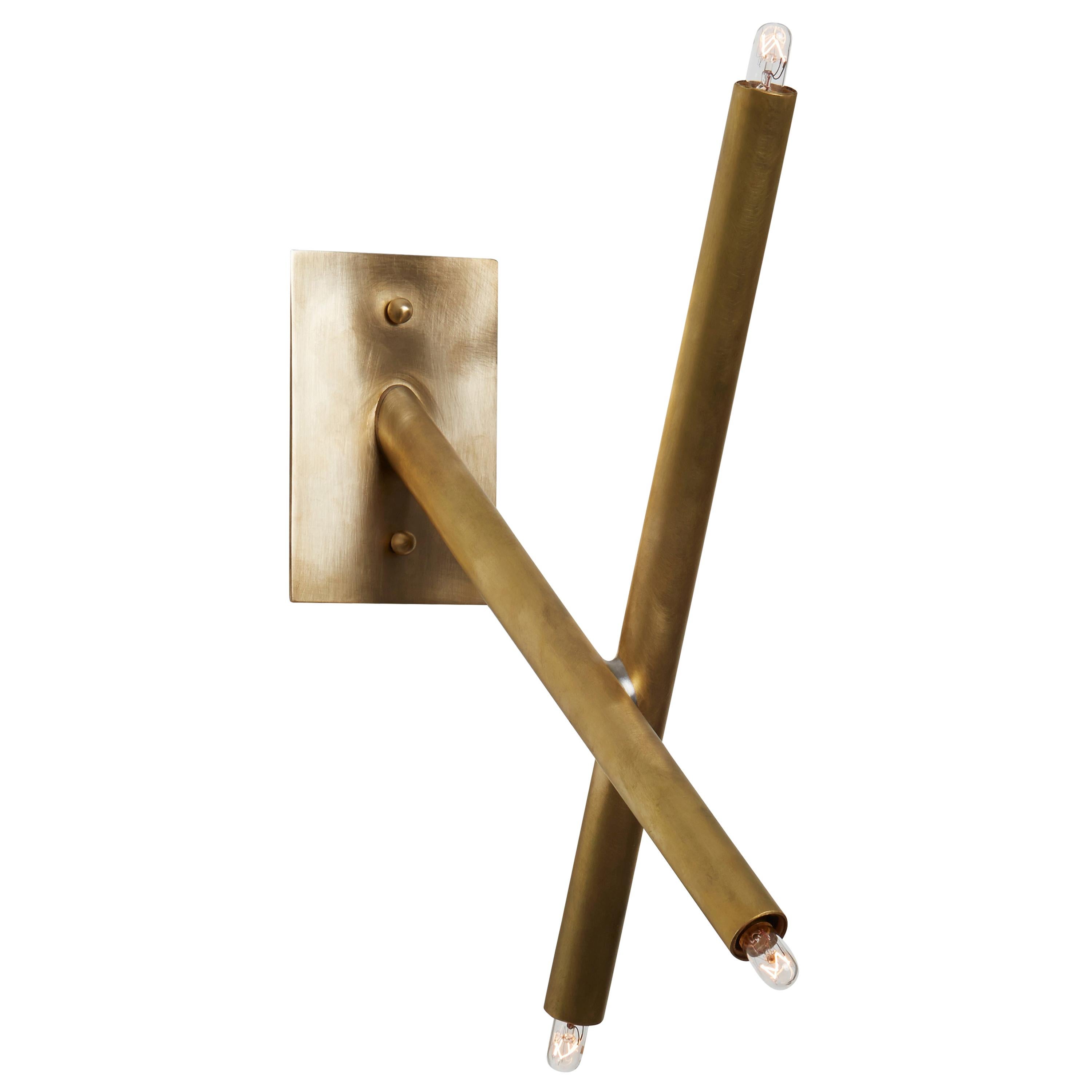 For Sale: Gold (Burnished Brass) Pick Up Stick Sconce in Brass by Cam Crockford