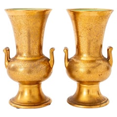 Pickard Gold Encrusted Campagna-Form Urns, Pair