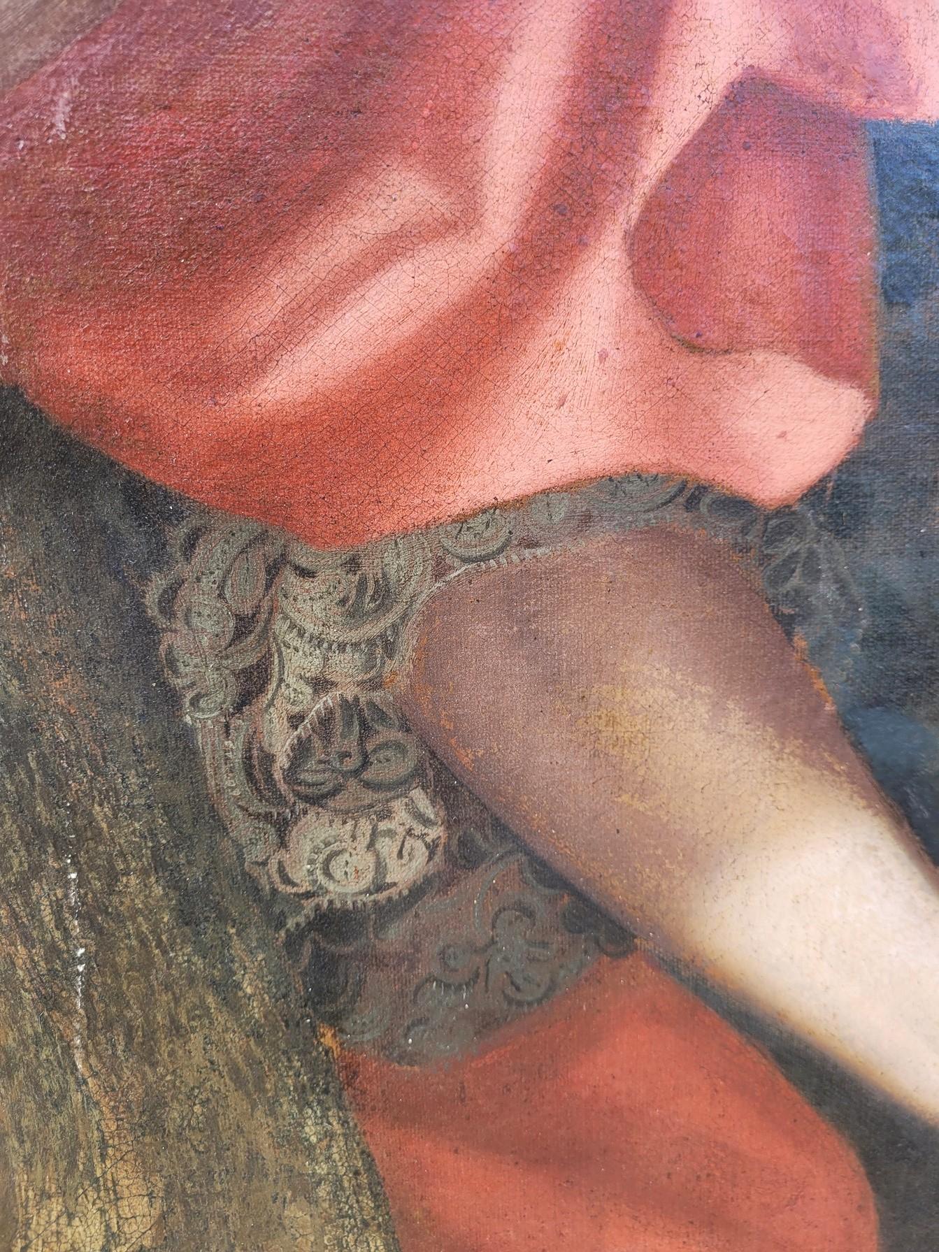 Großes Porträt einer hochwertigen Dame, 18. Jahrhundert (Farbe) im Angebot