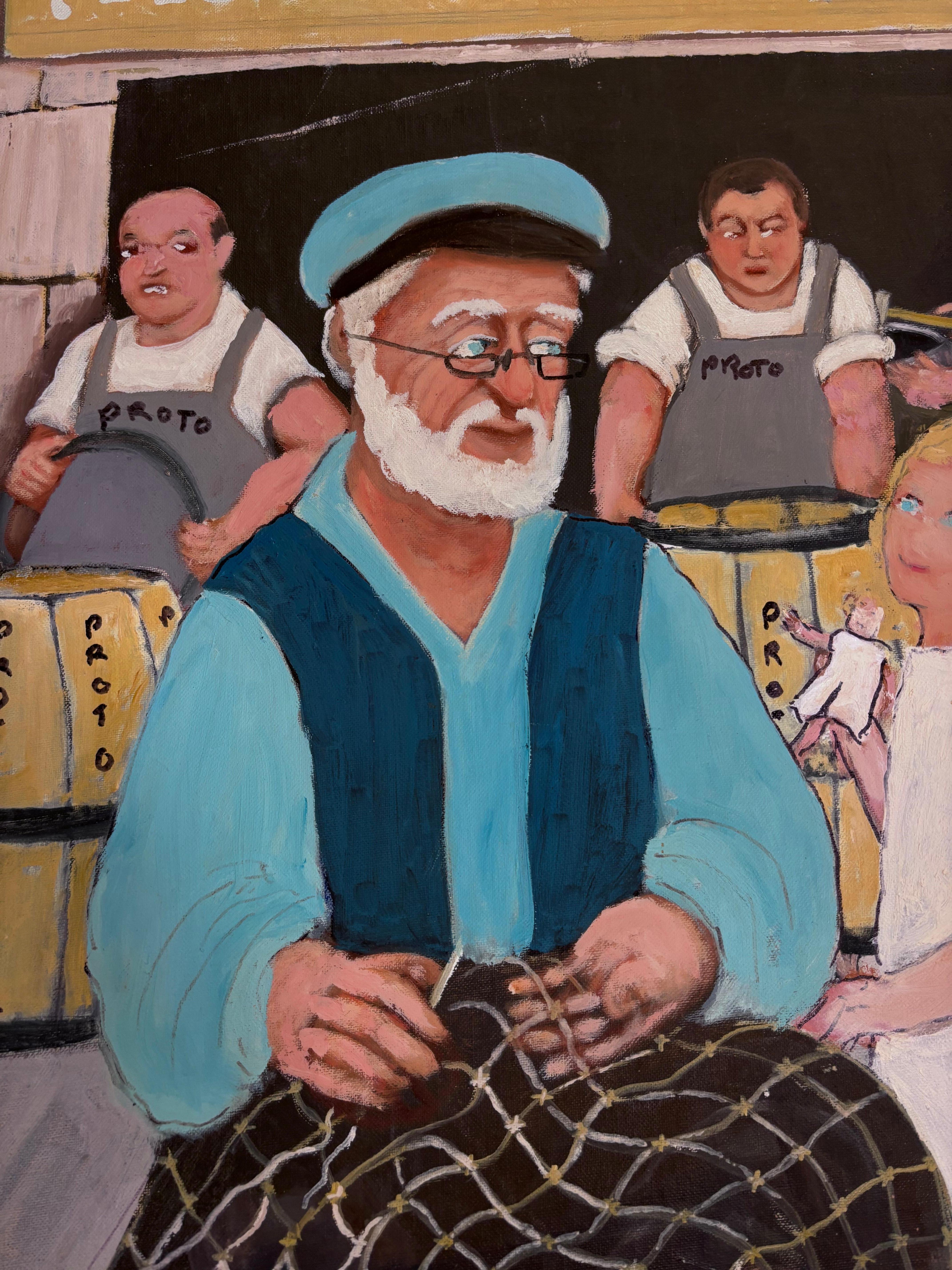 Pintor de barriles de salmuera Artista folclórica autodidacta Gloria Laposka Pintado a mano en venta