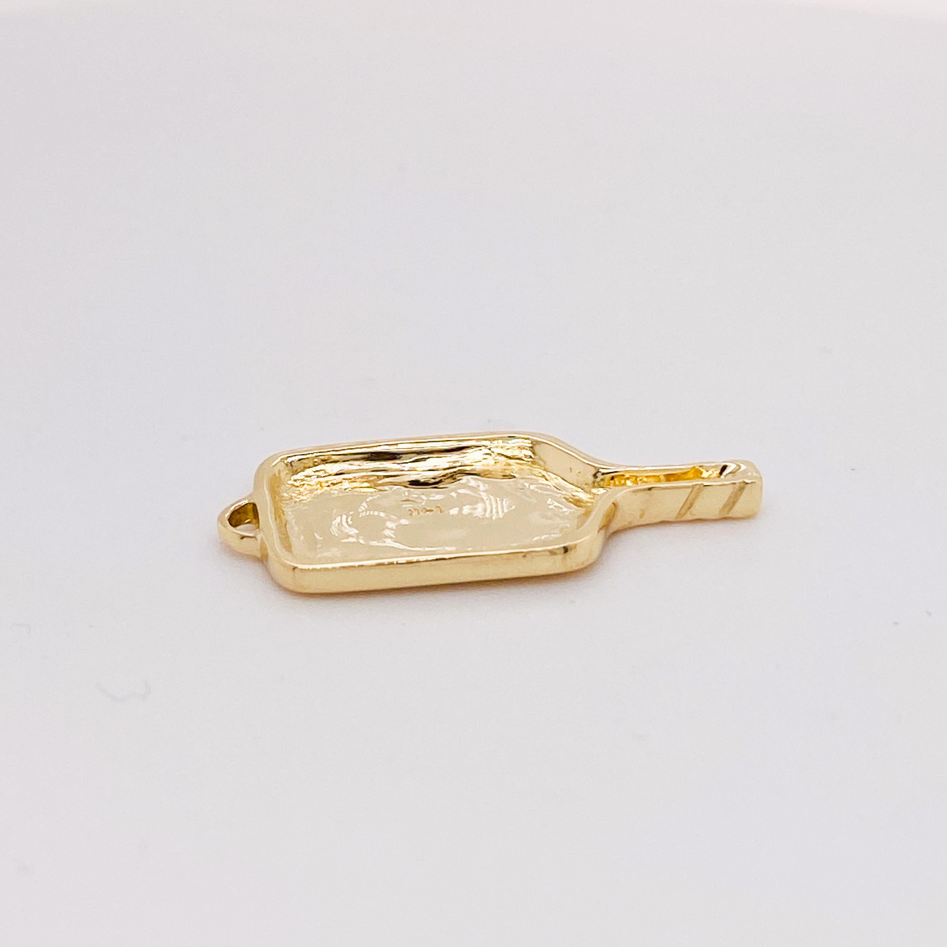 Contemporary Pickleball Paddle Necklace Gold w Akoya Pearl in 14k Yellow Gold, Pickleball