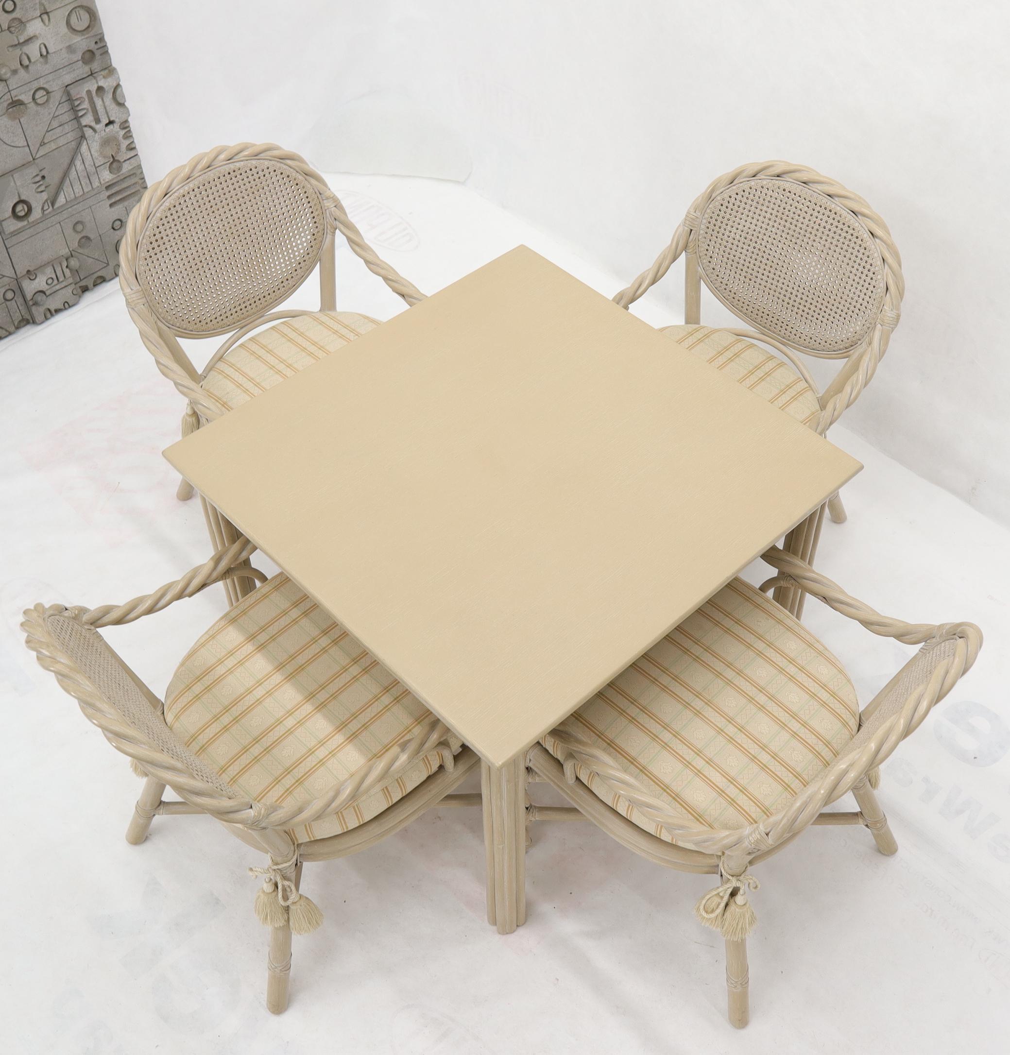 American Pickled Beige Dining Game Room Table Four Chairs Set by McGuire