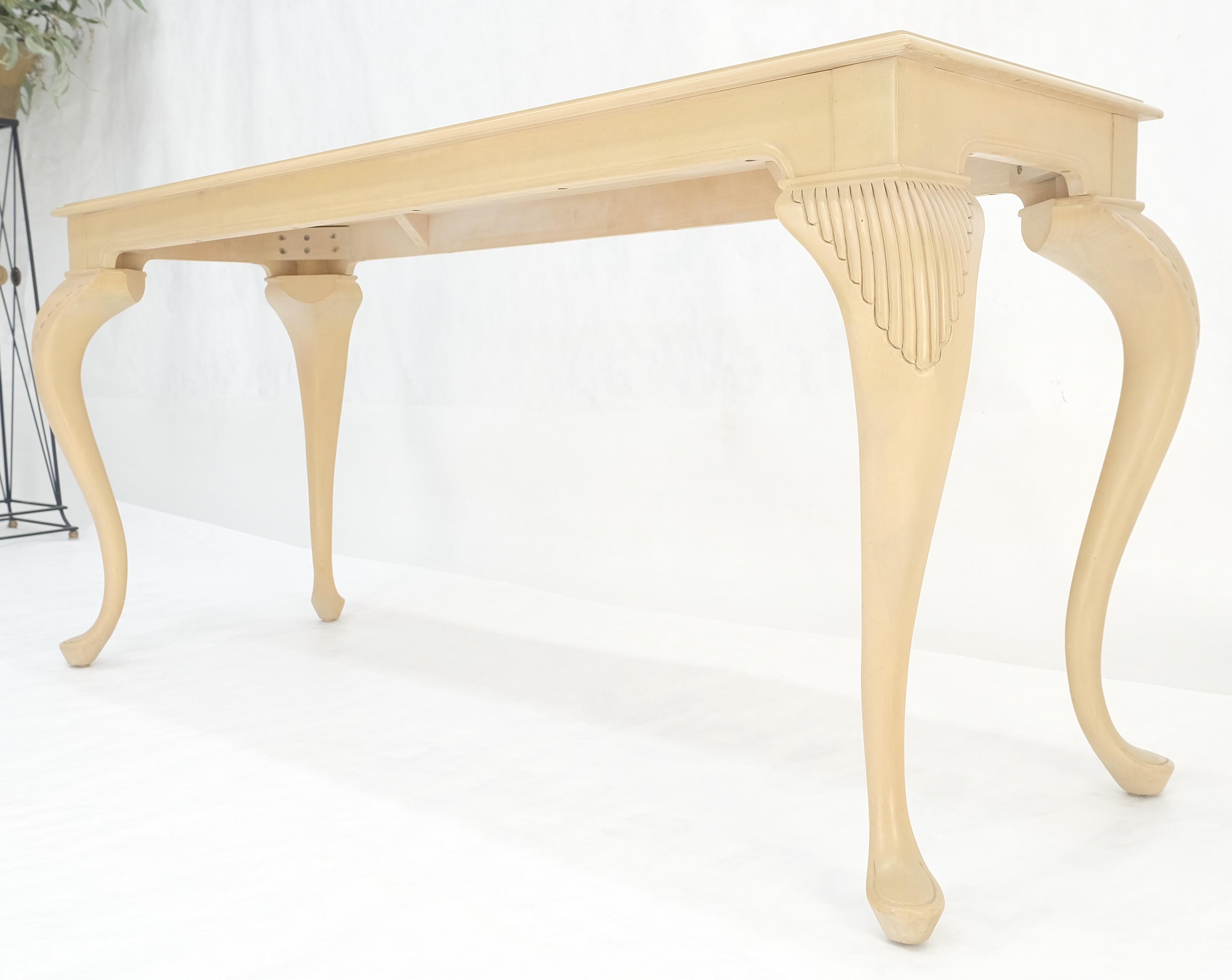 Pickled Cherry Inlaid Cabriole Leg Beige Rectangle Console Sofa Table MINT For Sale 3