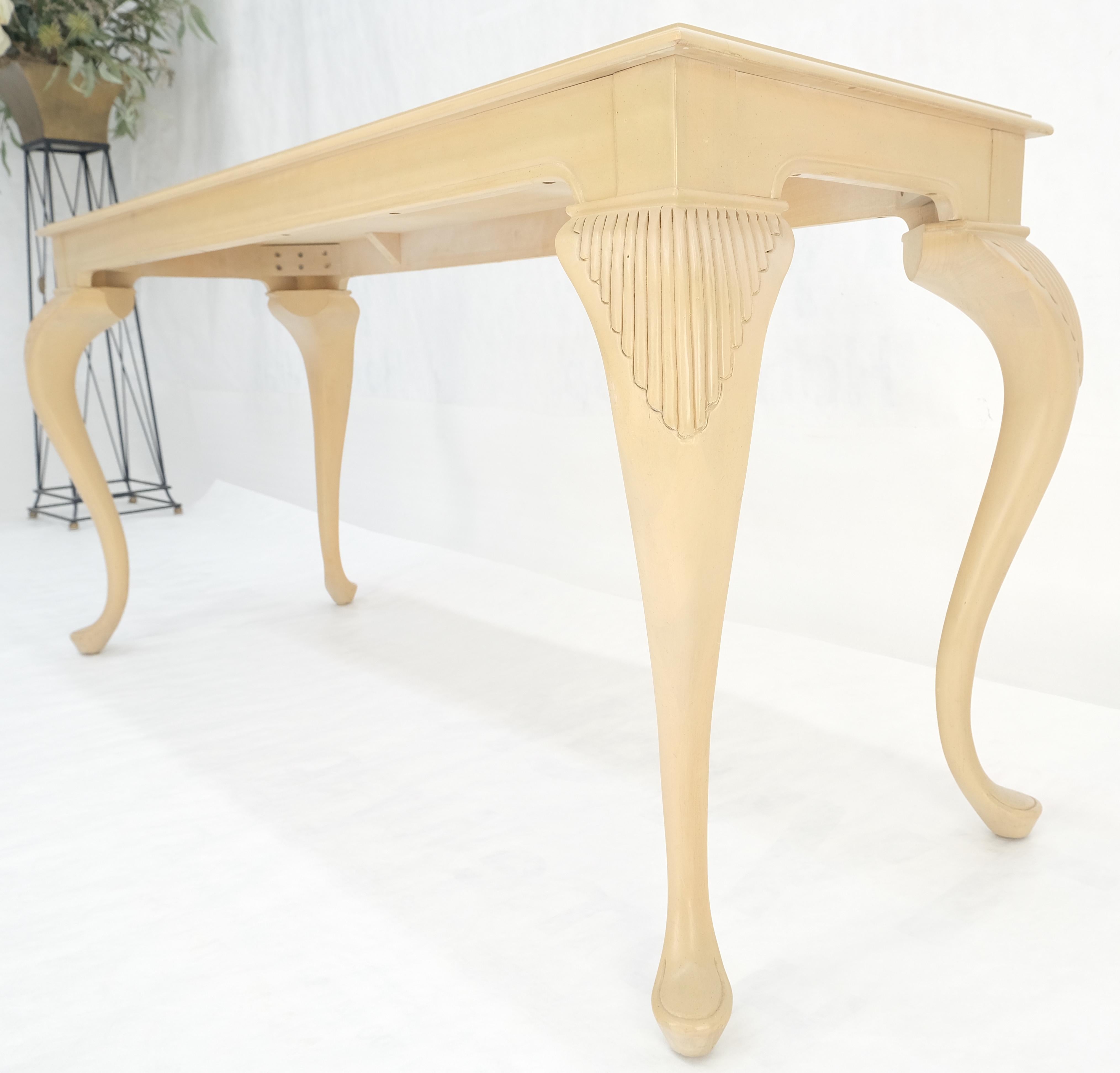 Pickled Cherry Inlaid Cabriole Leg Beige Rectangle Console Sofa Table MINT For Sale 4
