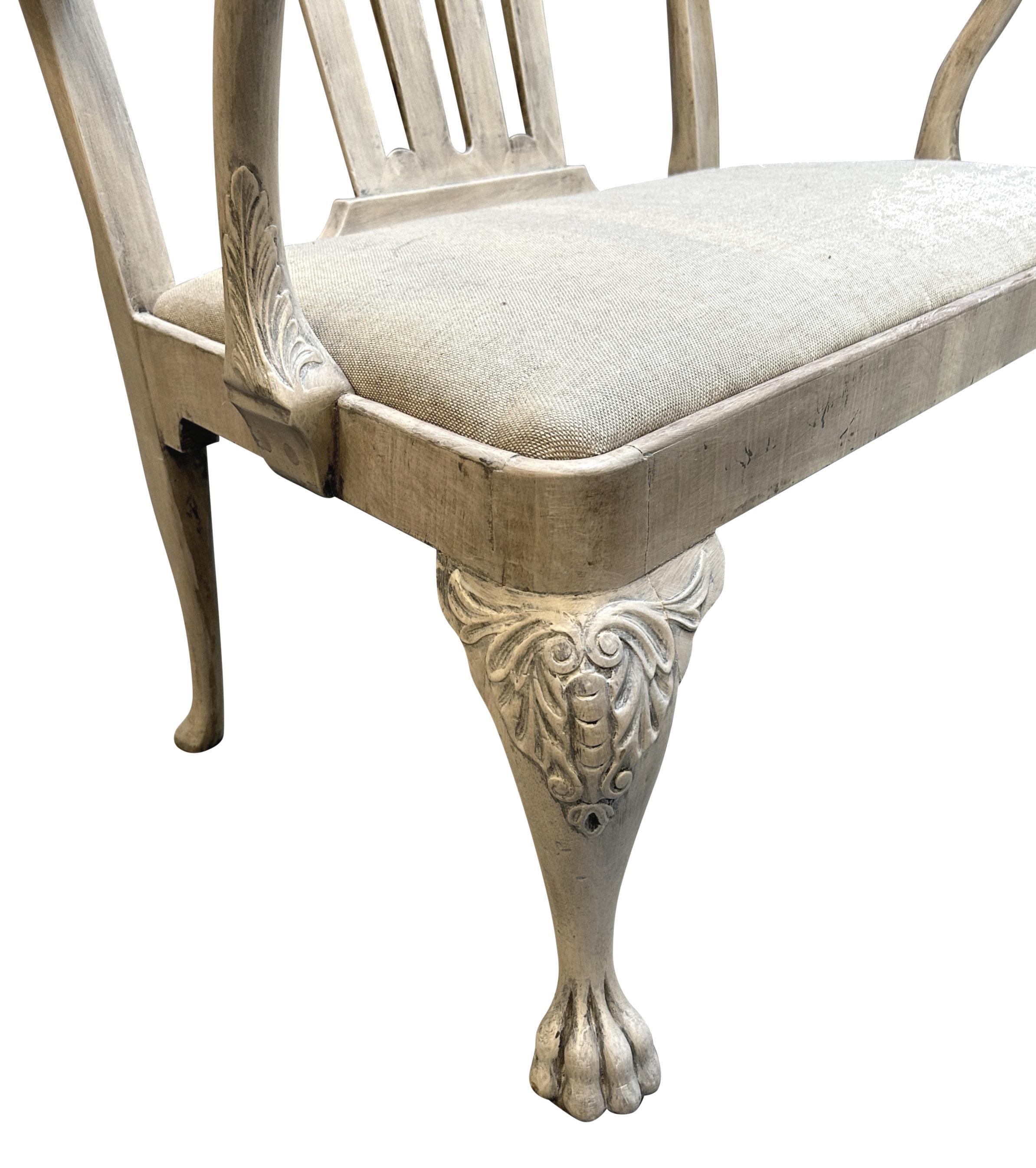 Bleached Pickled Georgian Style Settee In The Manner Of Syrie Maugham