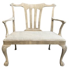 Antique Pickled Georgian Style Settee In The Manner Of Syrie Maugham