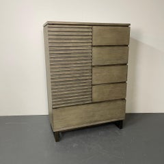 Pickled Modern Hi Chest, Armoire Cabinet, Wardrobe, Metal Base