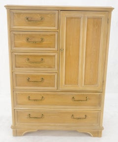 Pickled Oak 6 Drawers Two Door Compartment Chifforobe Chest Dresser Cabinet MINT