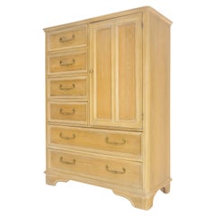 Pickled Oak 6 Drawers Two Door Compartment Chifforobe Chest Dresser Cabinet MINT