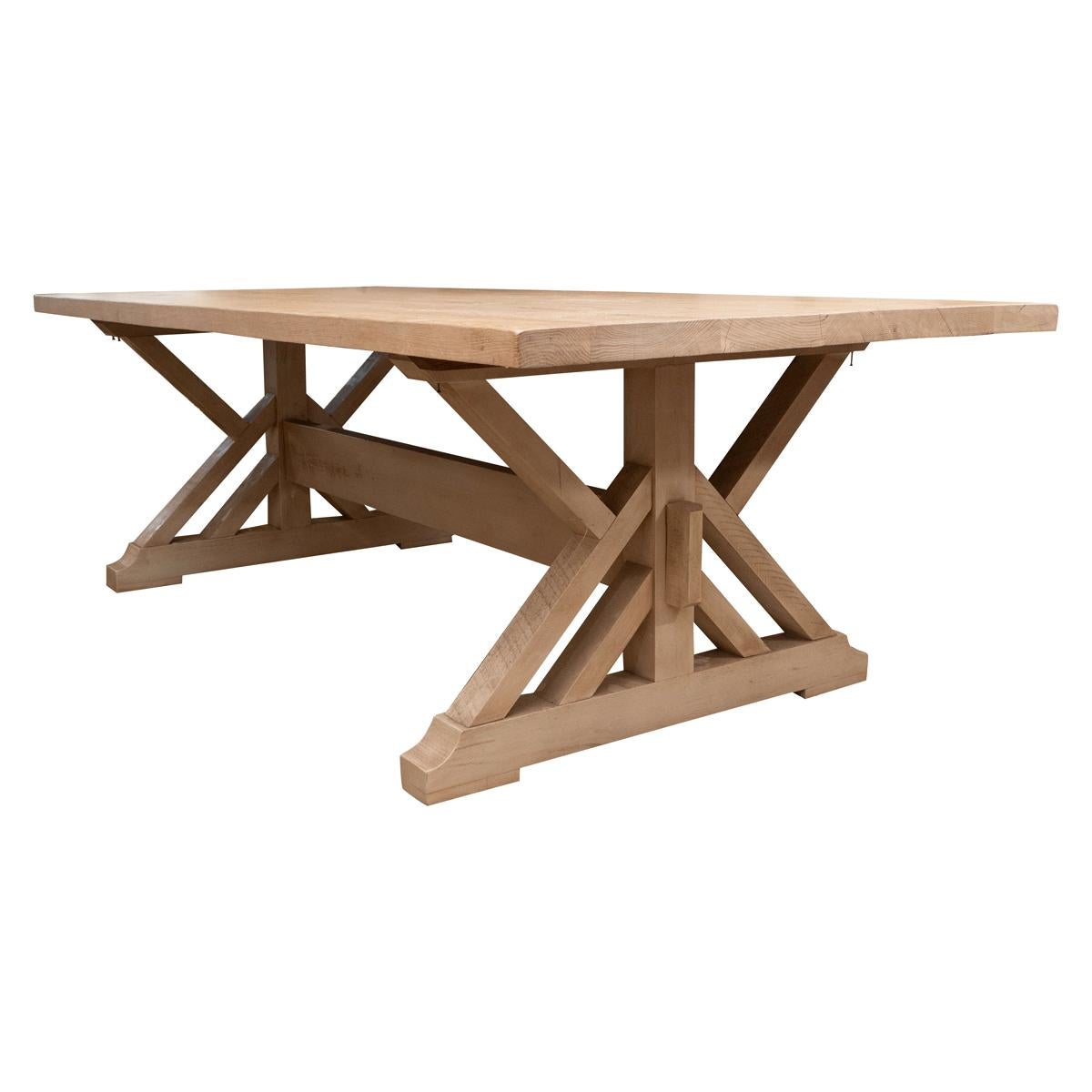 Pickled Pine Farm Table with Trestle Base
