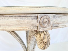 Pickled Wood "Duke of Windsor" Round Occasional Table with Aged Mirrored Top