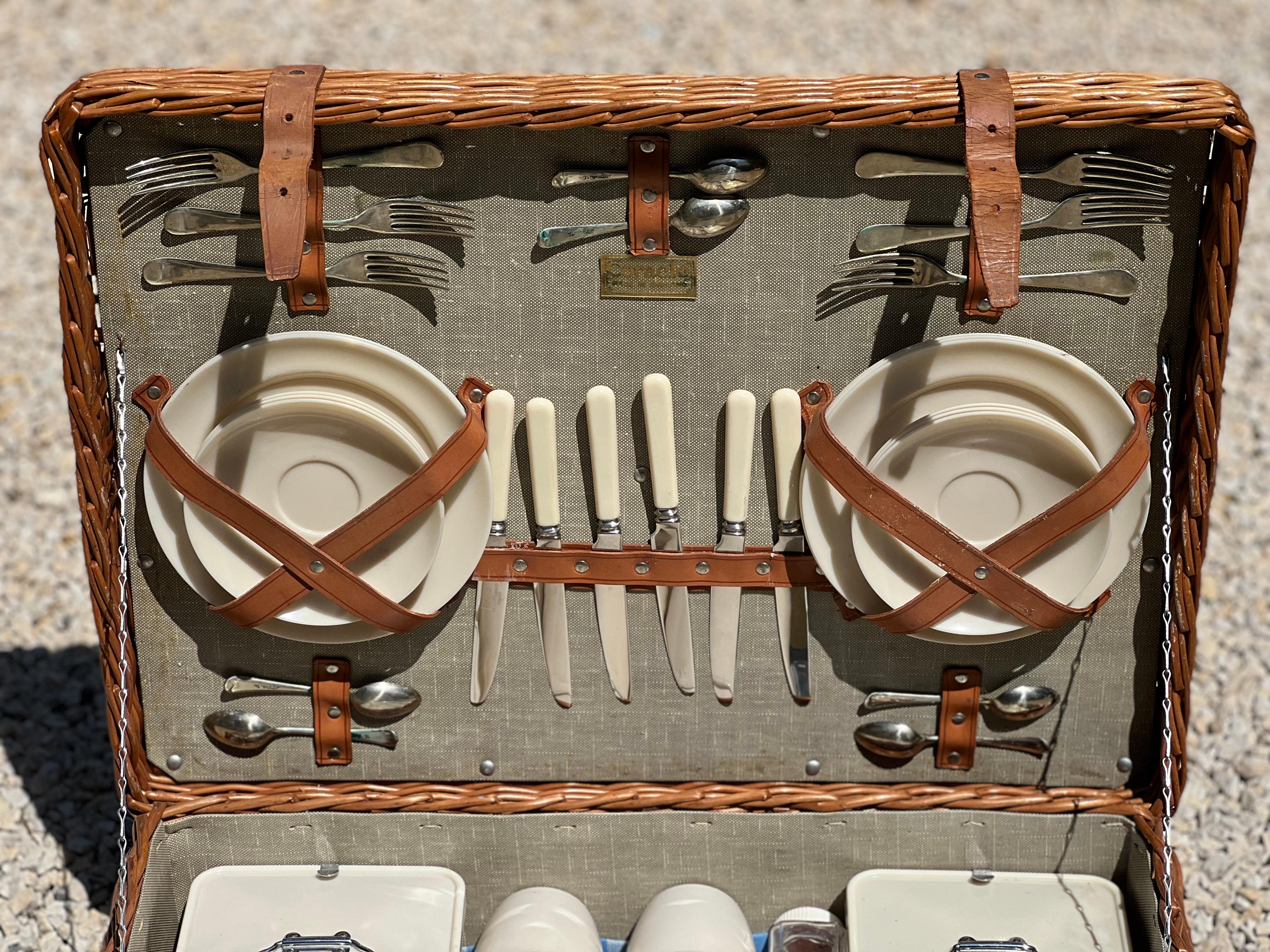 Picnic Basket for 6 People Coracle by G. W. Scott and Son, Circa 1930 2