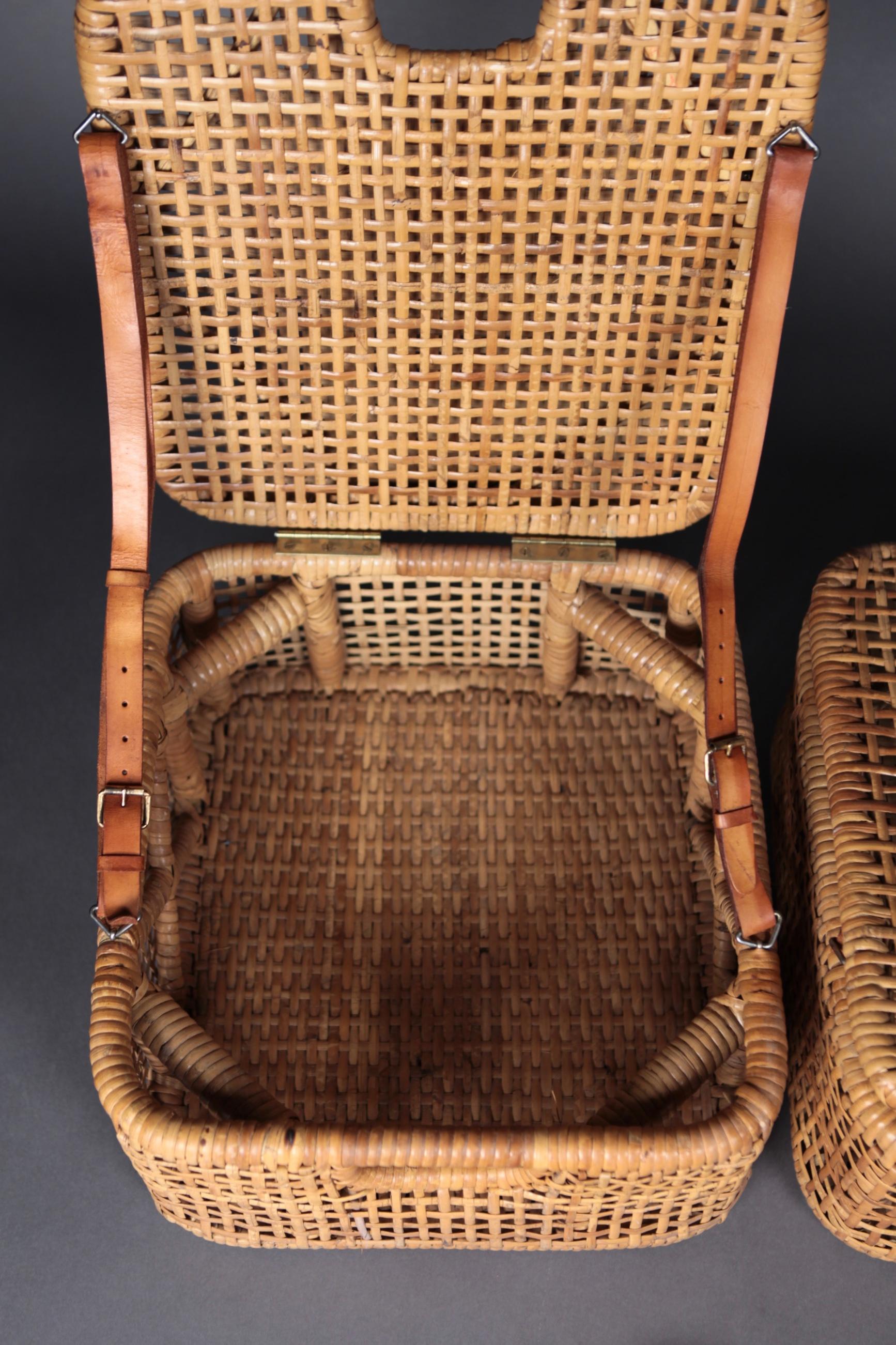 Picnic Chairs, Cane and Leather, Sweden, 1950s In Good Condition In Berlin, DE