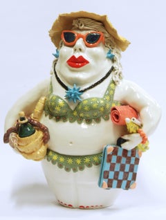 Picnic Fashion Lady, Decorative Centerpiece Handmade Italy 2020, Hand-Crafted