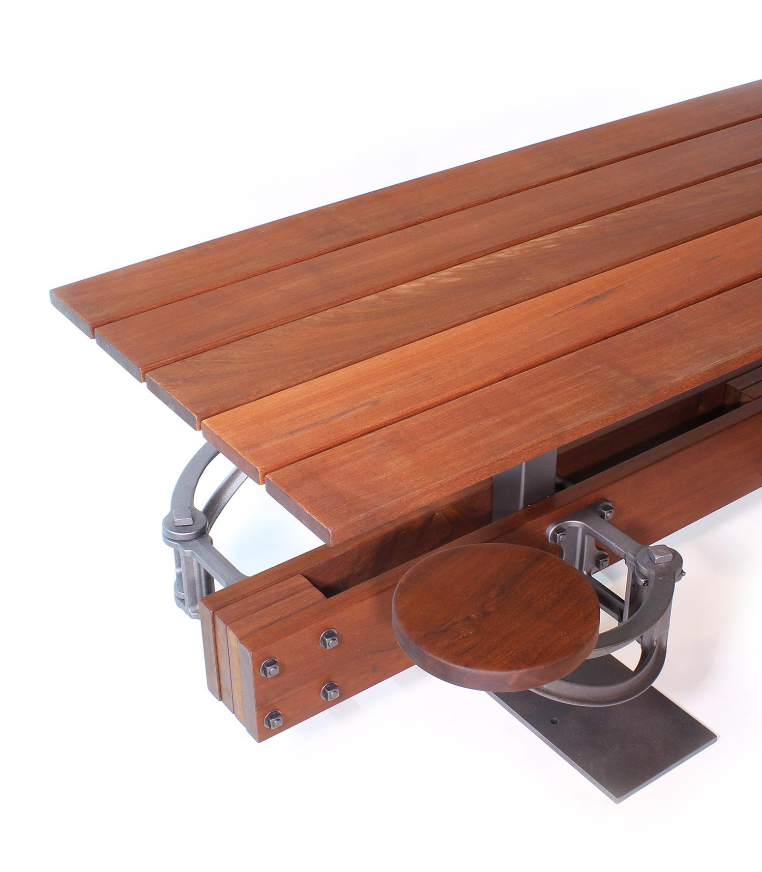 Contemporary Picnic Table, Outdoor Patio Dining Table with Swing Out Seats